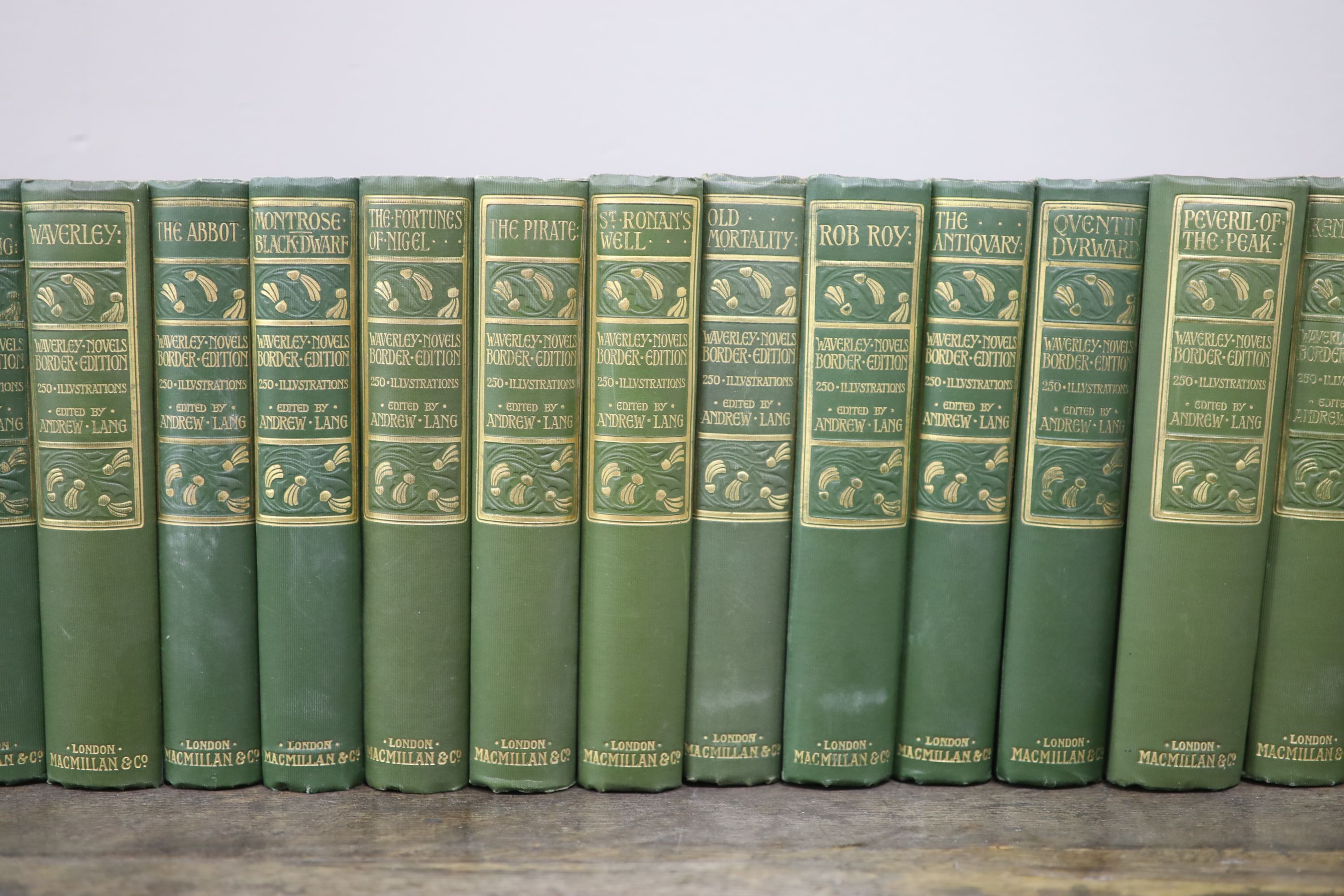 Scott, Walter - Waverley Novels, 24 vols, 8vo, original green cloth gilt, large type border, Macmillan & Co., Ltd., London, 1901-07